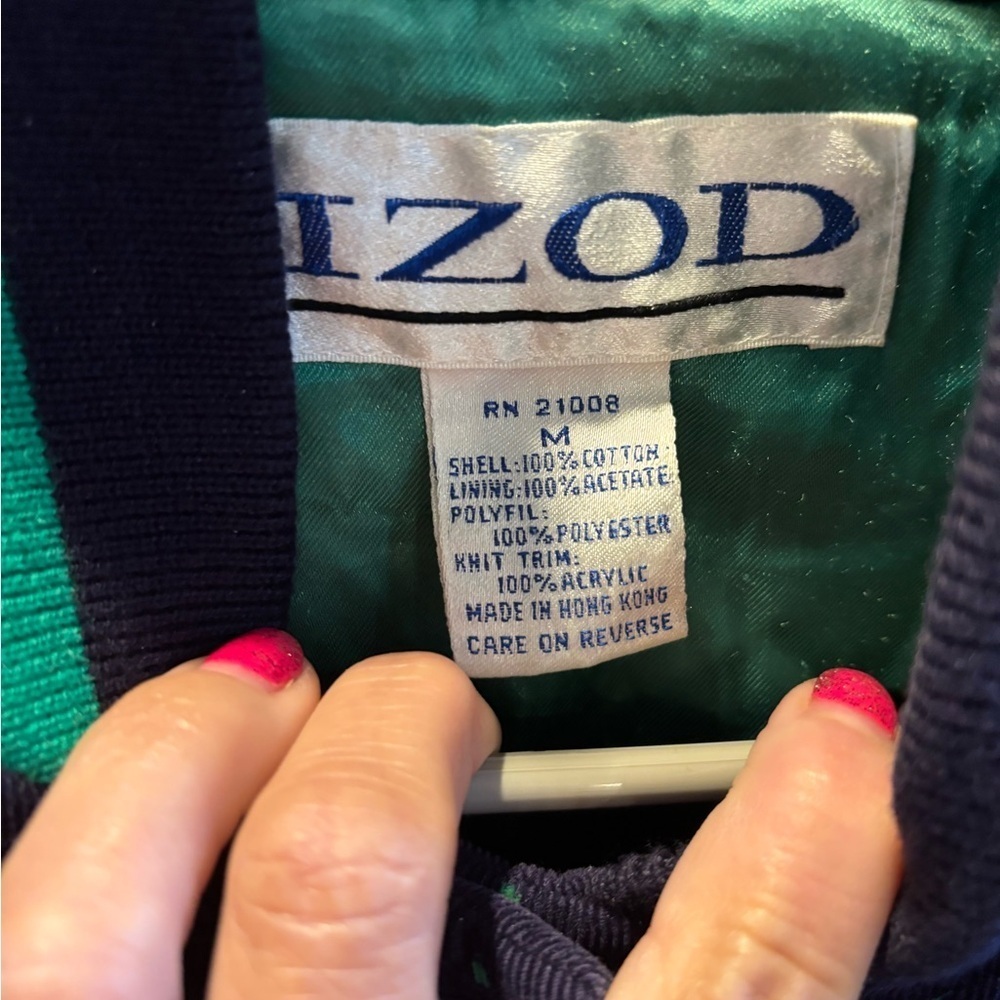 Vintage Izod Womens Quilted Corduory Bomber Jacket Polka Dot Size M - Picture 3 of 4
